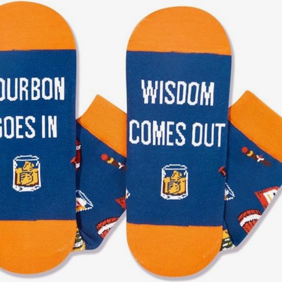 ZMART | 2 pair! Funny Bourbon Socks in Box for Gift Giving OS NWT - Picture 3 of 6